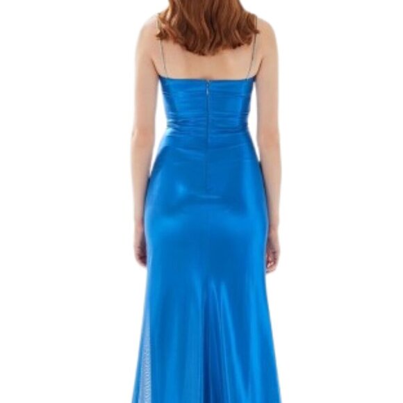 NWT Tarik Ediz 52057 Tulle Prom Dress Blue Size 8 - Picture 3 of 7